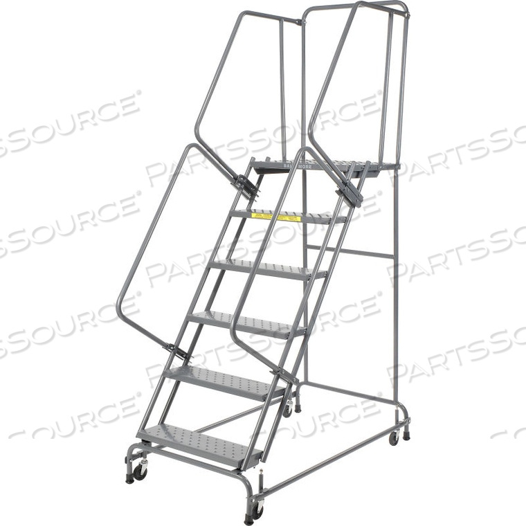 STEEL PERFORATED 16"W 6-STEP ROLLING LADDER by Ballymore STEEL PERFORATED 16"W 6-STEP ROLLING LADDER by Ballymore