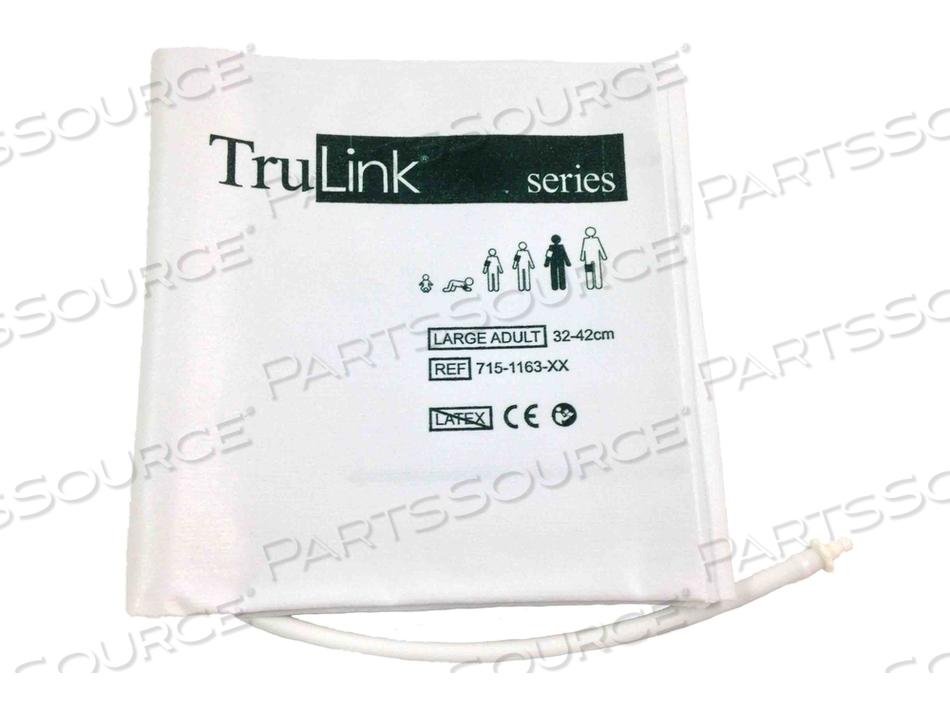 TRULINK SOFT DISPOSABLE BP CUFF, ADULT LONG 29 - 38 CM, SINGLE TUBE, BAYONET, 5/BAG by Spacelabs Healthcare