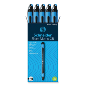 SLIDER MEMO XB BALLPOINT PEN, STICK, EXTRA-BOLD 1.4 MM, BLACK INK, BLACK/LIGHT BLUE BARREL, 10/BOX by Schneider