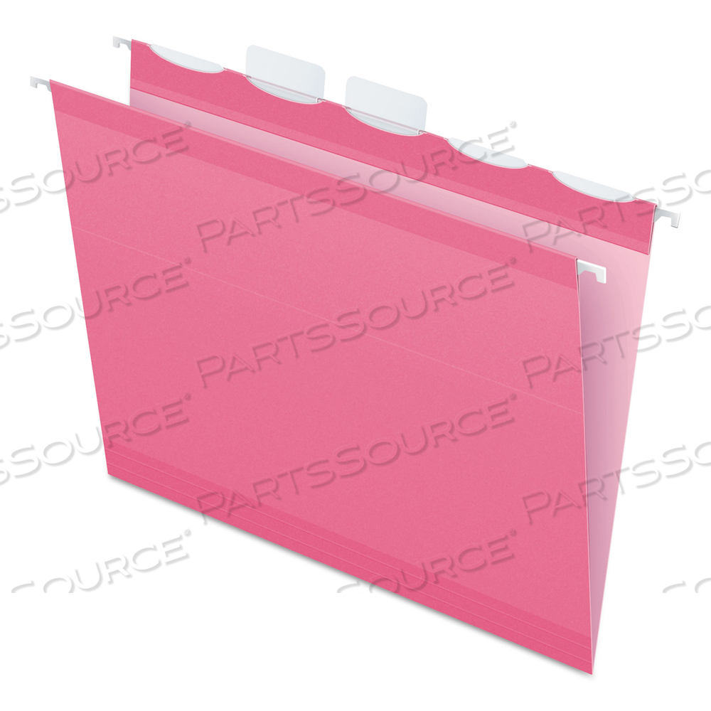 READY-TAB COLORED REINFORCED HANGING FOLDERS, LETTER SIZE, 1/5-CUT TABS, PINK by Esselte Pendaflex Corp. READY-TAB COLORED REINFORCED HANGING FOLDERS, LETTER SIZE, 1/5-CUT TABS, PINK by Esselte Pendaflex Corp.