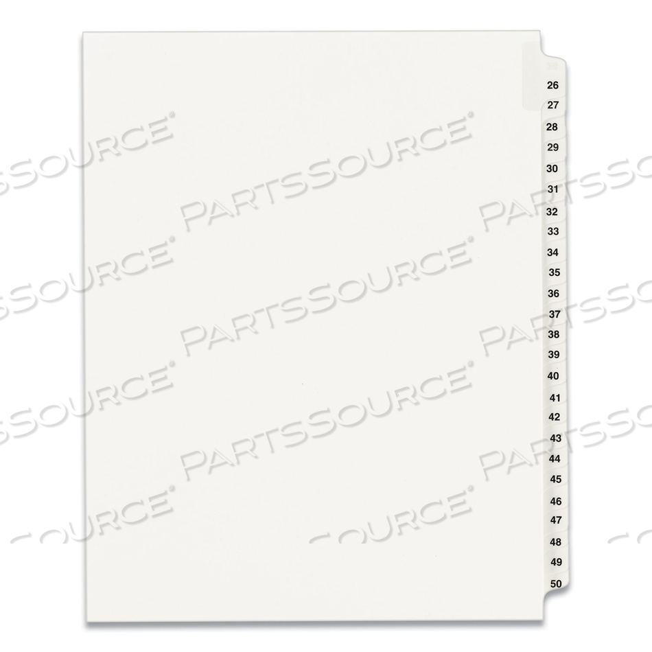 PREPRINTED LEGAL EXHIBIT SIDE TAB INDEX DIVIDERS, AVERY STYLE, 25-TAB, 26 TO 50, 11 X 8.5, WHITE, 1 SET, (1331) by Avery