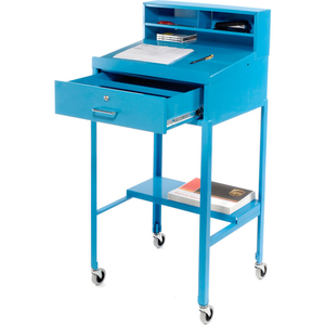 MOBILE OPEN-BASE SHOP DESK PIGEONHOLE 23"W X 20"D X 51"H SLOPED SURFACE BLUE by Pucel Enterprises