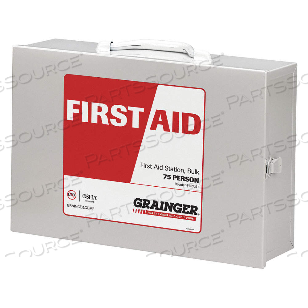 FIRST AID KIT AND HOUSING, GEN PURPOSE, 100 PEOPLE SERVED, 563 COMPONENTS, METAL by Approved Vendor