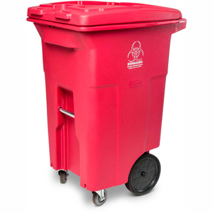 2-WHEEL MEDICAL WASTE CART W/CASTERS, 64 GALLON RED by Toter 2-WHEEL MEDICAL WASTE CART W/CASTERS, 64 GALLON RED by Toter