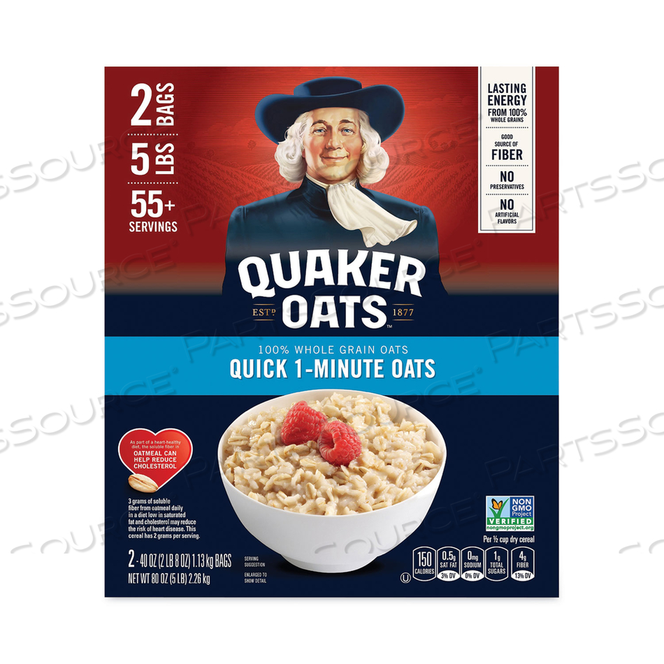 100% WHOLE GRAIN QUICK 1-MINUTE OATMEAL, 40 OZ BAGS, 2 BAGS/BOX 