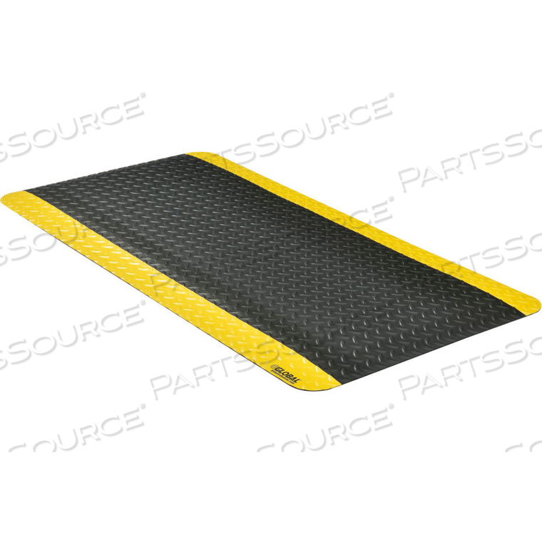 DIAMOND PLATE ERGONOMIC MAT 15/16" THICK 2' X 4' BLACK/YELLOW BORDER by Taicang All Mats Plastic Ind