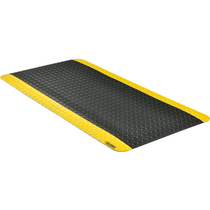 DIAMOND PLATE ERGONOMIC MAT 15/16" THICK 2' X 4' BLACK/YELLOW BORDER by Taicang All Mats Plastic Ind