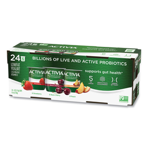 PROBIOTIC LOWFAT YOGURT, 4 OZ CUPS, BLACK CHERRY/PEACH/STRAWBERRY, 24/PACK by Activia