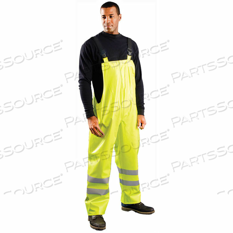 CLASS E PREMIUM FLAME RESISTANT RAIN BIB PANTS HRC2 YELLOW, 4XL by Occunomix