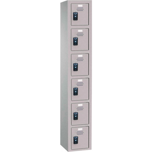 STORAGE SIX TIER 6 DOOR TRADITIONAL PLASTIC LOCKER, 12"WX12"DX12"H, GRAY, ASSEMBLED by Asi Group