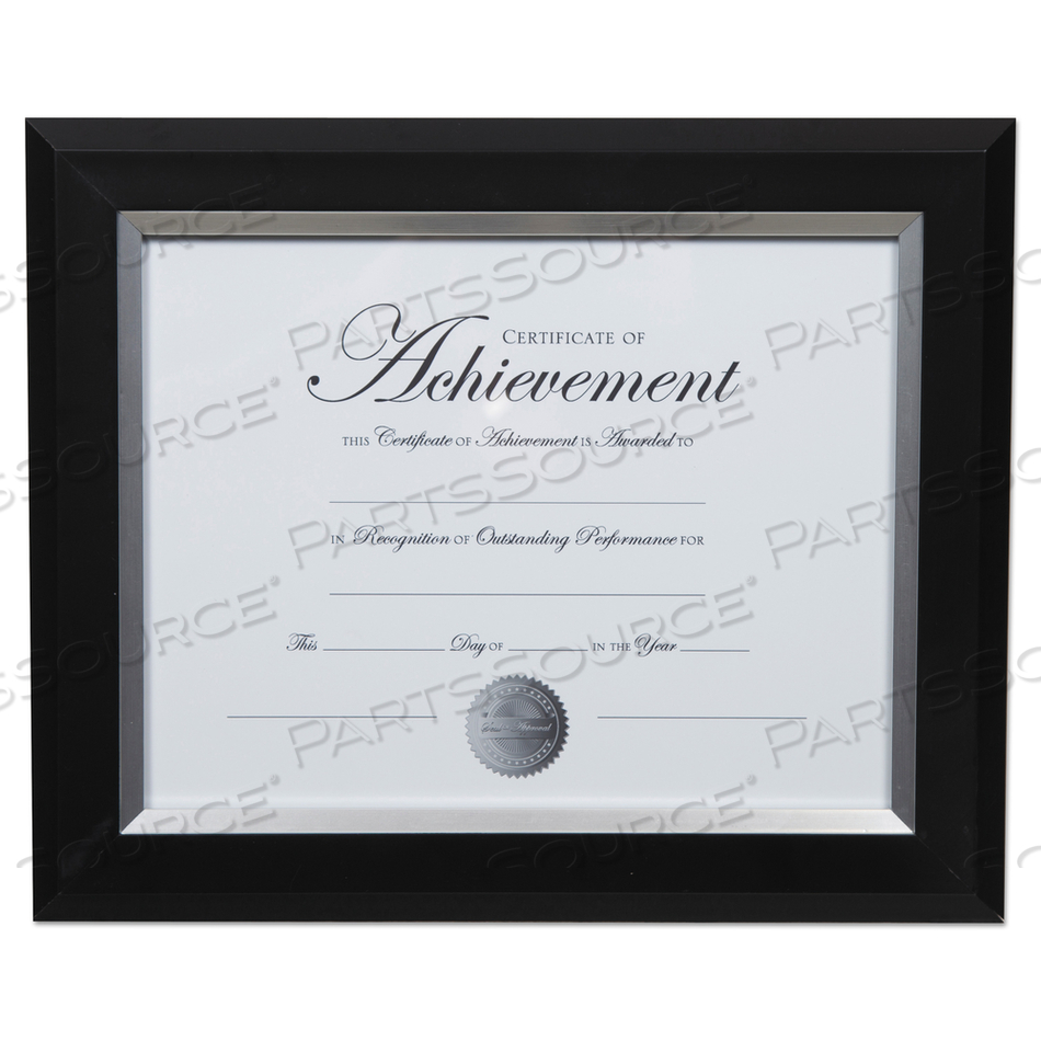 2-TONE DOCUMENT FRAME, 8.5 X 11 INSERT, BLACK/SILVER FRAME 