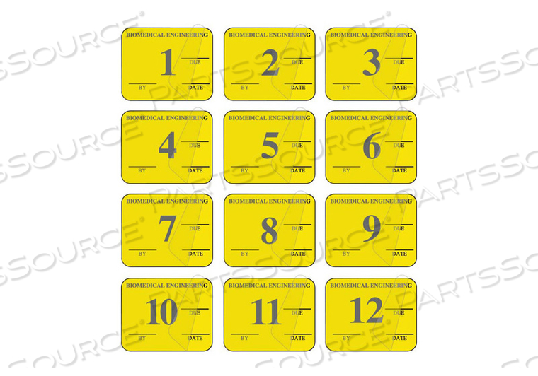 1 H X 1-1/4IN W YELLOW BIOMED EQUIPMENT INSPECTION KIT by United Ad Label