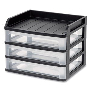 SMALL THREE-DRAWER DESKTOP STORAGE, 3 SECTIONS, 9.13 X 6.88 X 8.13, BLACK/CLEAR by Iris USA, Inc