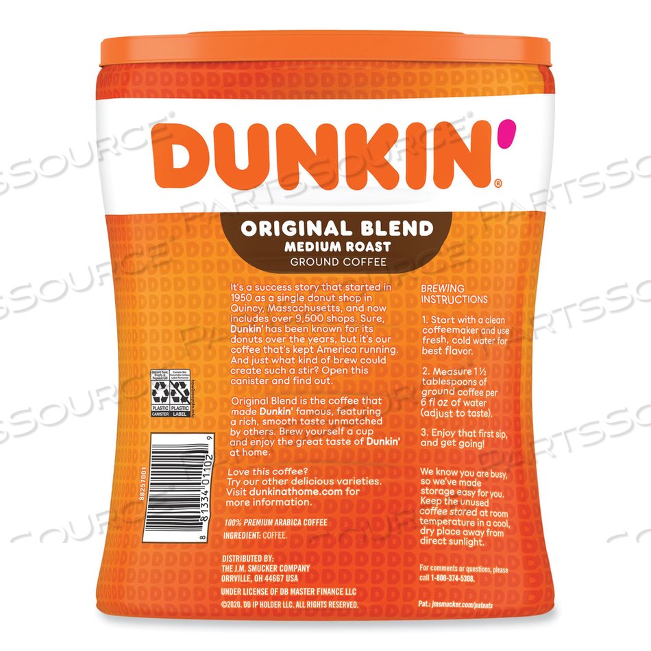 ORIGINAL BLEND COFFEE, DUNKIN ORIGINAL, 30 OZ CANISTER 