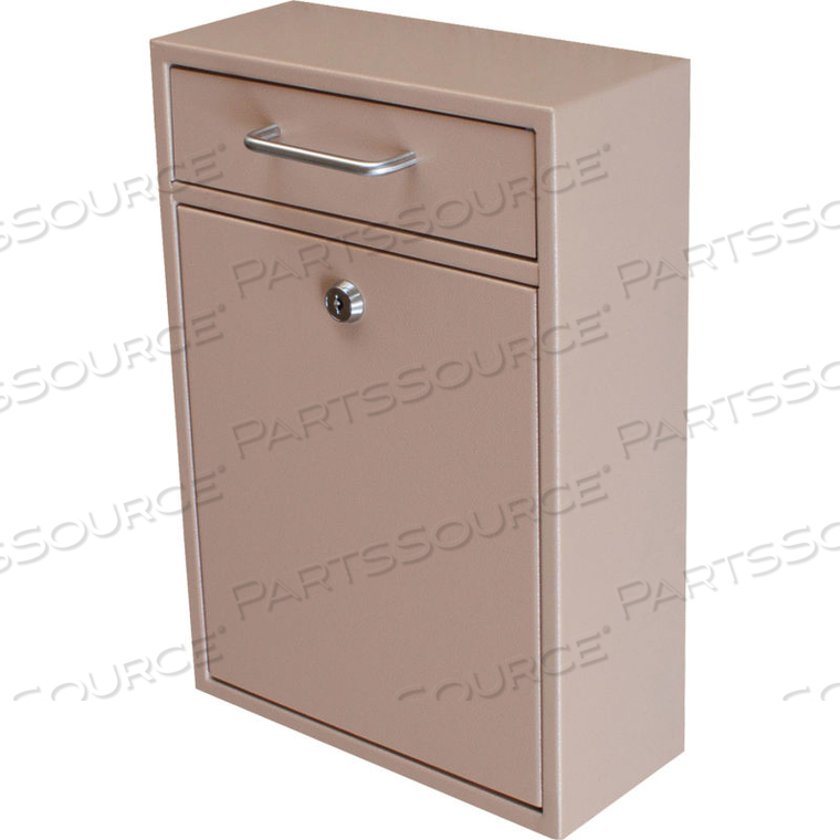 MAIL BOSS EPOCH WALL MOUNT LOCKING DROP BOX 11-1/4"W X 4-3/4"D X 16-1/4"H TAN by Epoch Design LLC Dba Mail Boss MAIL BOSS EPOCH WALL MOUNT LOCKING DROP BOX 11-1/4"W X 4-3/4"D X 16-1/4"H TAN by Epoch Design LLC Dba Mail Boss