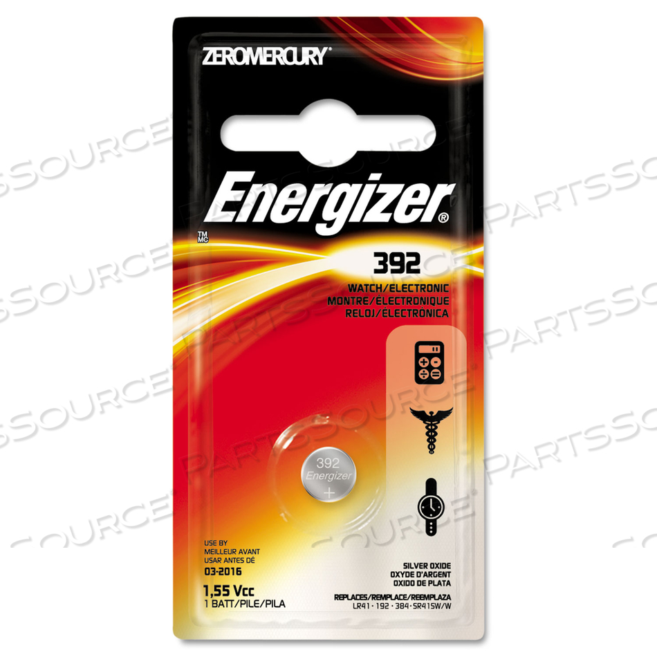 BATTERY, BUTTON CELL, 392, SILVER OXIDE, 1.5V, 44 MAH by Energizer