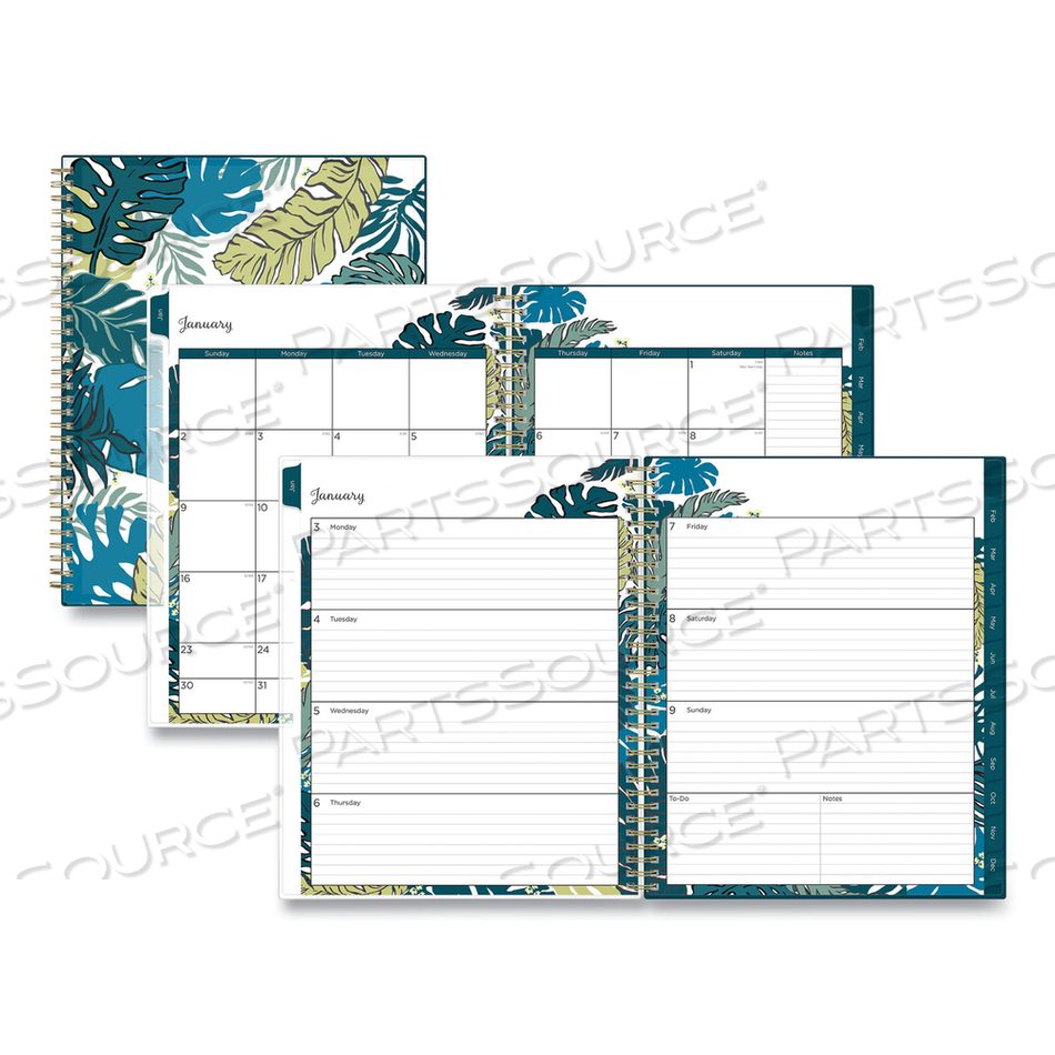 GRENADA CREATE-YOUR-OWN COVER WEEKLY/MONTHLY PLANNER, FLORAL ARTWORK, 11 X 8.5, GREEN/BLUE/TEAL, 12-MONTH (JAN-DEC): 2023 