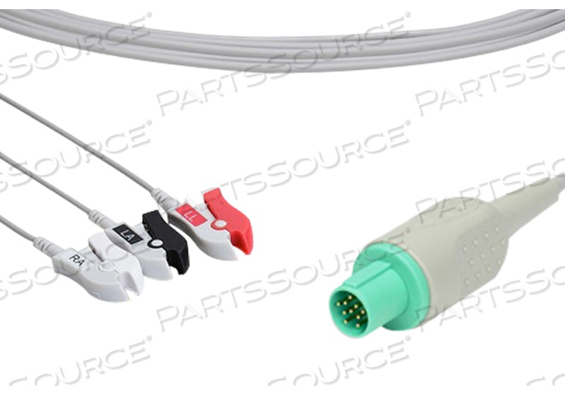 HELLIGE COMPATIBLE DIRECT-CONNECT ECG CABLE 3 LEADS PINCH/GRABBER BAG OF 1 