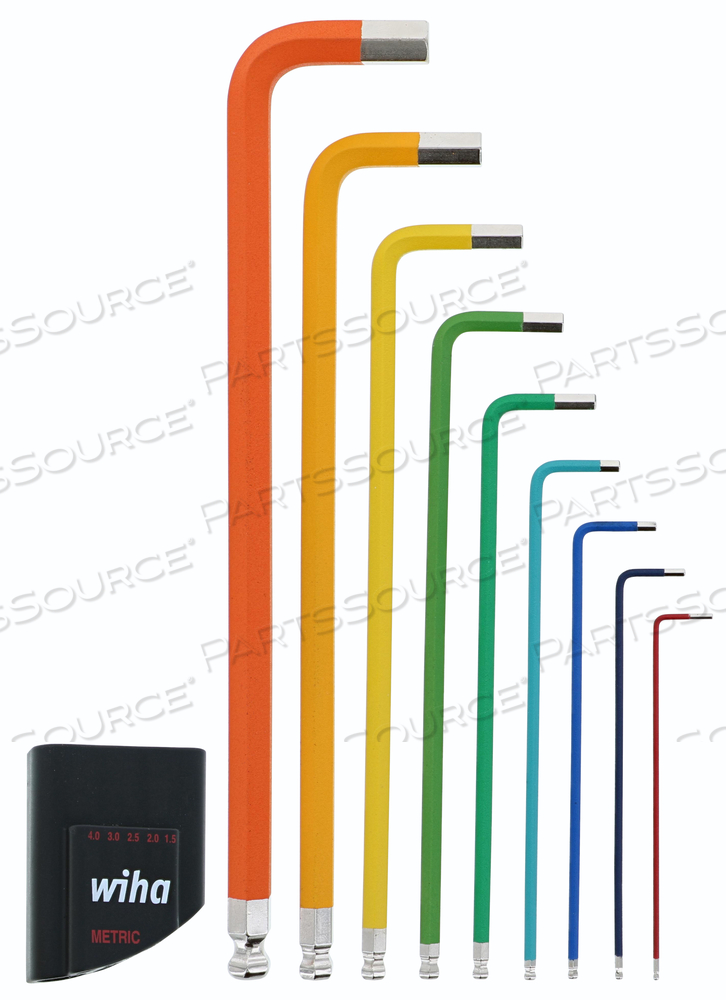 9 PIECE BALL END COLOR CODED HEX L-KEY SET - METRIC by Wiha Tools