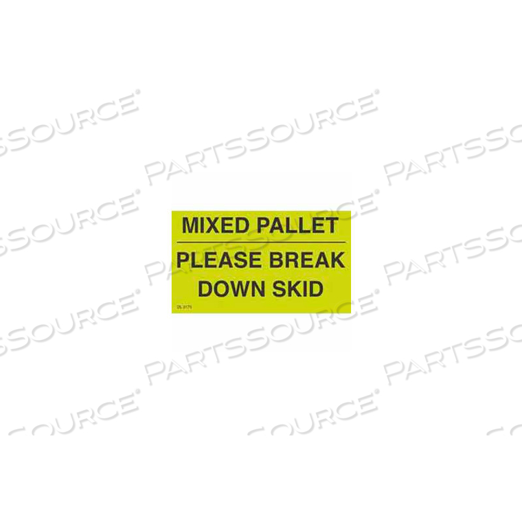 MIXED PALLET - PLEASE BREAK 3" X 5" - FLUORESCENT GREEN / BLACK by Decker Tape Products