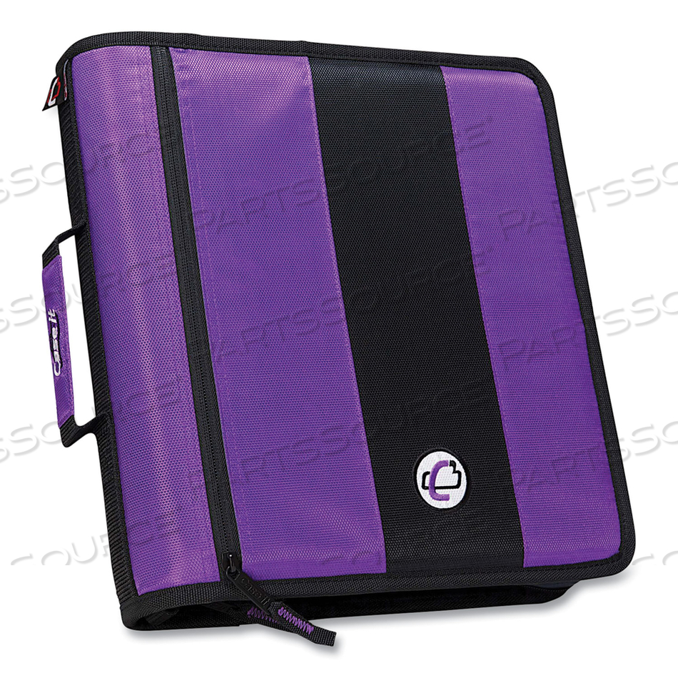 CLASSIC ZIPPER BINDER, 3 RINGS, 2" CAPACITY, 11 X 8.5, PURPLE/BLACK ACCENTS 