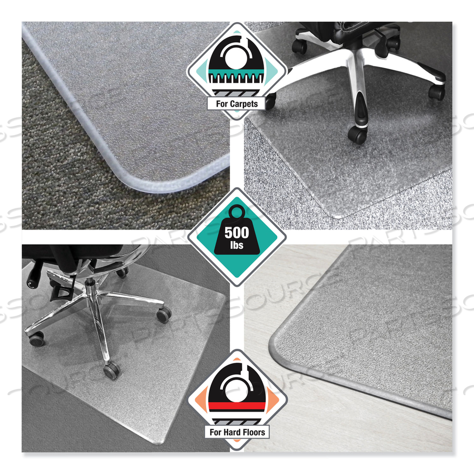CLEARTEX MEGAMAT HEAVY-DUTY POLYCARBONATE MAT FOR HARD FLOOR/ALL CARPET, 46 X 53, CLEAR by Floortex