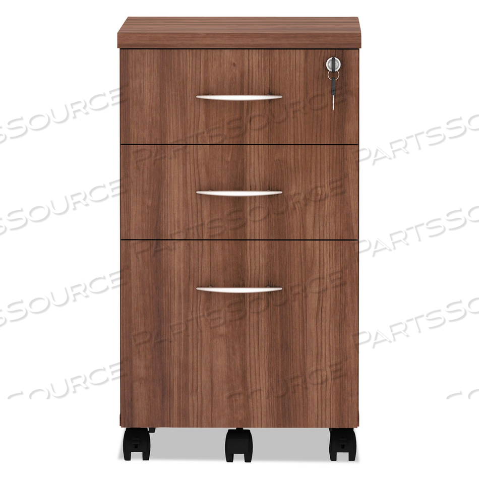 ALERA VALENCIA SERIES MOBILE PEDESTAL FILE, LEFT/RIGHT, 3-DRAWER: BOX/BOX/FILE, LEGAL/LETTER, WALNUT, 15.88 X 20.5 X 28.38 by Alera