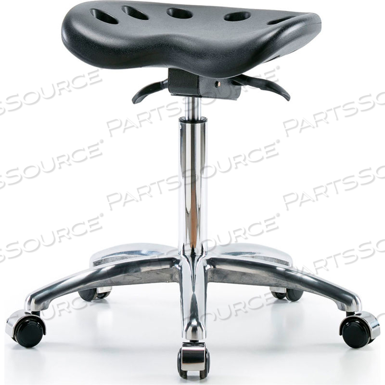 INTERION POLYURETHANE TRACTOR STOOL WITH SEAT TILT - BLACK W/ CHROME BASE by E Com Inc