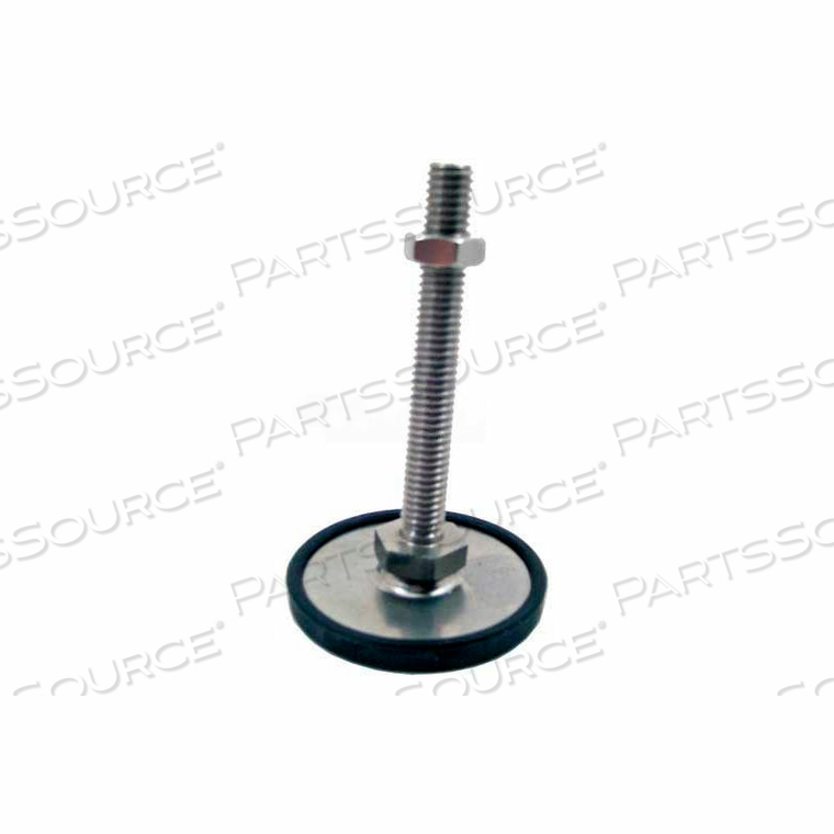 LEVELING FOOT W/PLASTIC CAP, 3/4-10 X 5.91" STUD, 3.15" BASE DIA, 6.7"H, 3370 LBS. CAP, 304 SS 