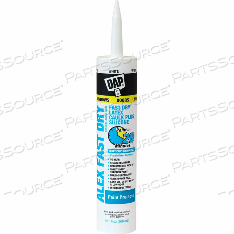 ALEX FAST DRY ACRYLIC LATEX CAULK PLUS SILICONE - 10.1 OZ., WHITE - by DAP Products Inc.
