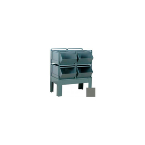 STEEL HOPPER BIN STACKRACK UNIT, 28-1/2"W X 20-1/2"D X 32"H, 4 STEEL BINS, GRAY by Stackbin Corporation