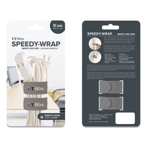 SPEEDY-WRAP MAGNETIC CABLE WRAP, 0.82" X 10", GRAY, 2/PACK by UT Wire