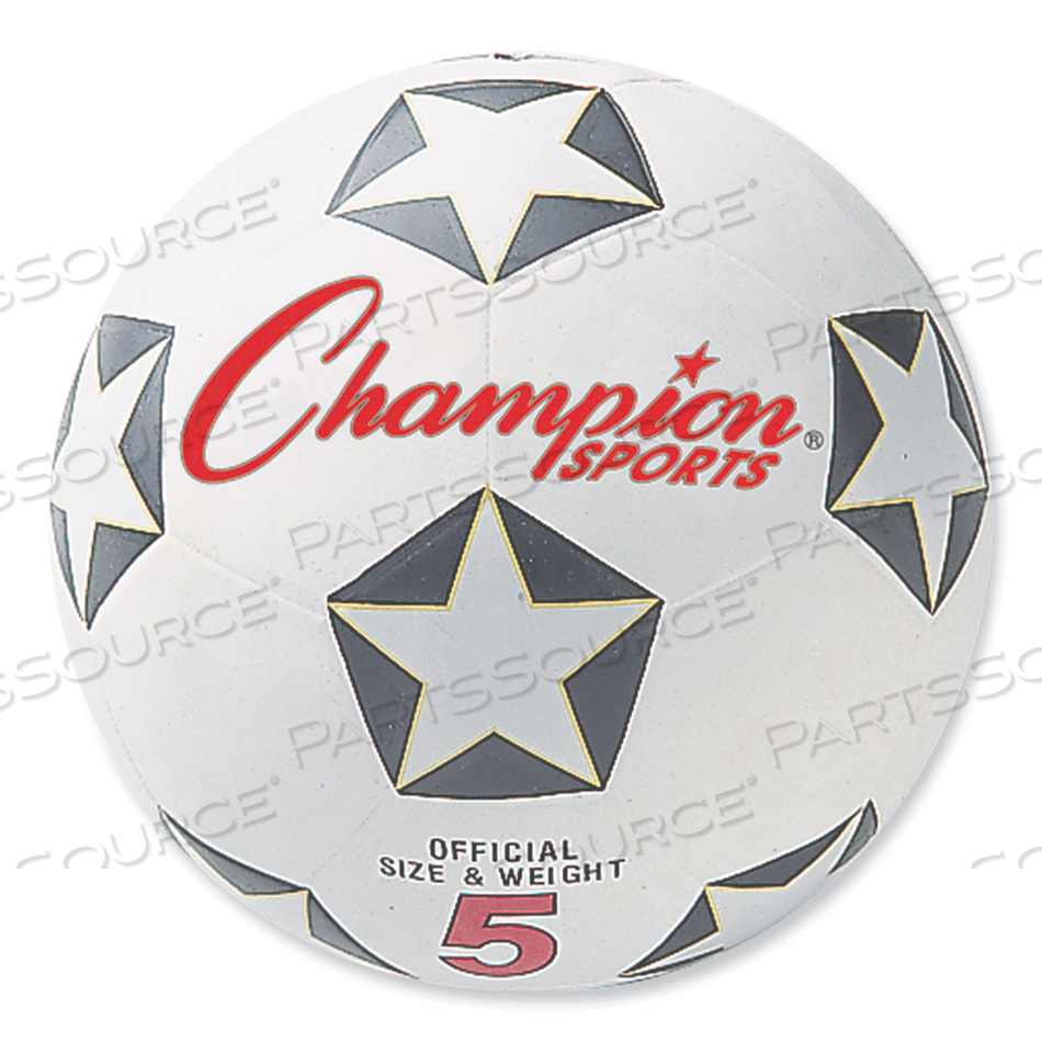 RUBBER SPORTS BALL, FOR SOCCER, NO. 5 SIZE, WHITE/BLACK by Champion Sports