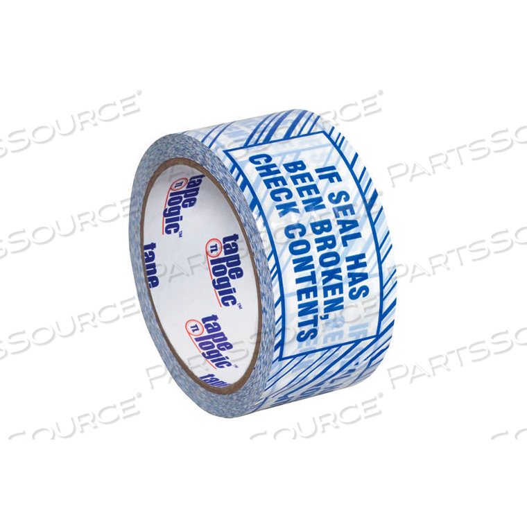 TAPE LOGIC SECURITY TAPE "IF SEAL HAS BEEN BROKEN, CHECK CONTENTS" 2" X 110 YDS. WHITE/BLUE by Box Packaging Inc TAPE LOGIC SECURITY TAPE "IF SEAL HAS BEEN BROKEN, CHECK CONTENTS" 2" X 110 YDS. WHITE/BLUE by Box Packaging Inc