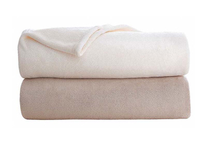 D9499 FLEECE BLANKET QUEEN 90X90 IN. KHAKI PK4 by Martex
