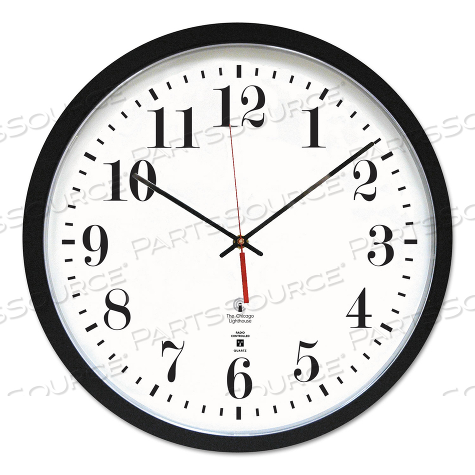 BLACK ATOMIC CONTEMPORARY CLOCK, 16.5" OVERALL DIAMETER, BLACK CASE, 1 AA (SOLD SEPARATELY) by Chicago Lighthouse BLACK ATOMIC CONTEMPORARY CLOCK, 16.5" OVERALL DIAMETER, BLACK CASE, 1 AA (SOLD SEPARATELY) by Chicago Lighthouse