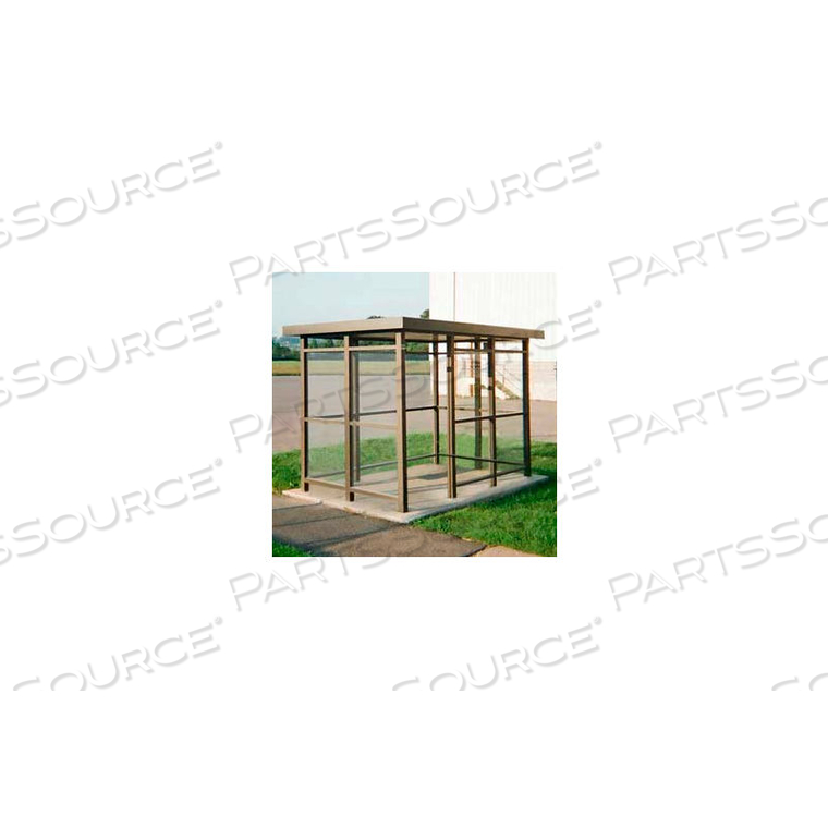 HEAVY DUTY BUS SMOKING SHELTER FLAT ROOF 3-SIDED FRONT OPEN 6' X 12' BRONZE 