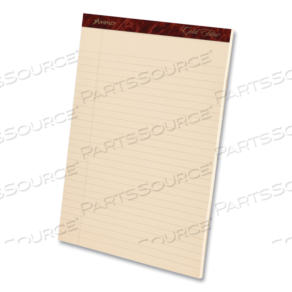 GOLD FIBRE RETRO WRITING PADS, WIDE/LEGAL RULE, 50 ANTIQUE IVORY 8.5 X 11.75 SHEETS, DOZEN 