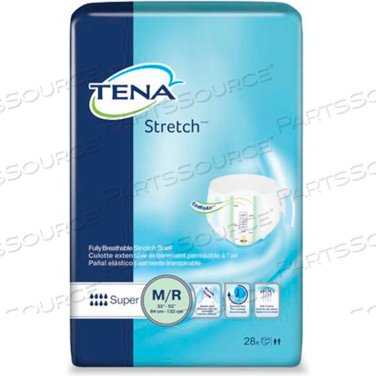 TENA STRETCH SUPER BRIEFS, SIZE M/R, 33"-52" WAIST SIZE, GREEN, 56/CASE 