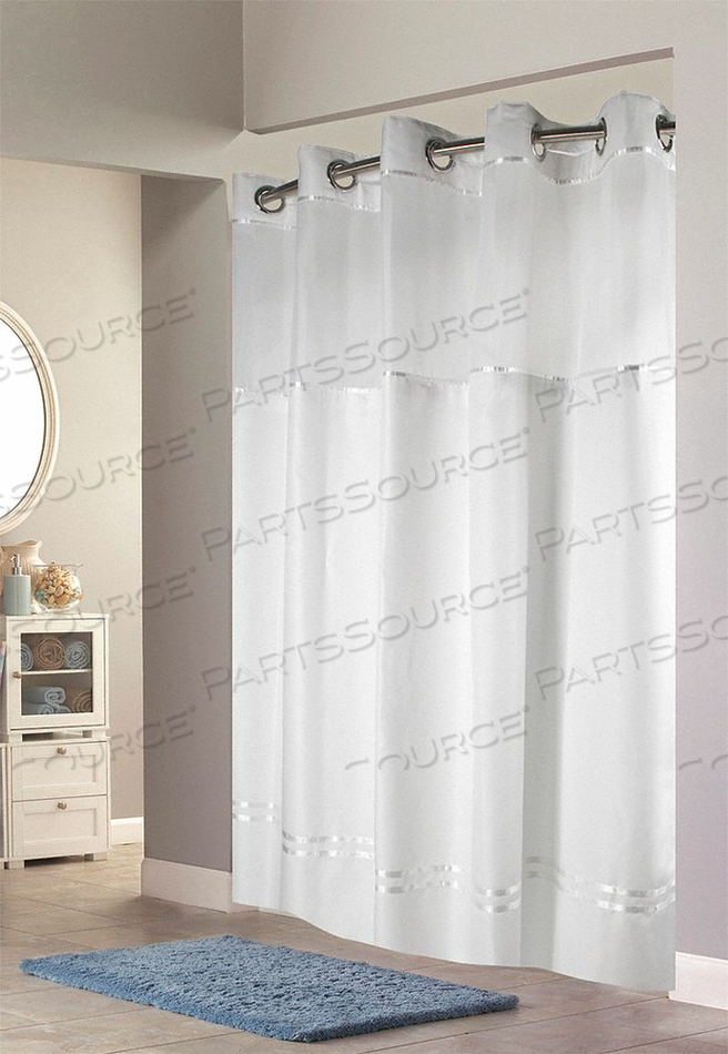 SHOWER CURTAIN WHITE ESCAPE PATTERN 74 L by Hookless SHOWER CURTAIN WHITE ESCAPE PATTERN 74 L by Hookless