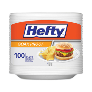 SOAK PROOF TABLEWARE, FOAM PLATES, 8.88" DIA, WHITE, 100/PACK by Hefty