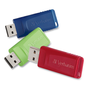 STORE 'N' GO USB FLASH DRIVE, 4 GB, ASSORTED COLORS, 3/PACK by Verbatim