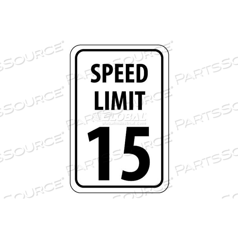 NMC TRAFFIC SIGN, 15 MPH SPEED LIMIT SIGN, 18" X 12", WHITE/BLACK by National Marker Company