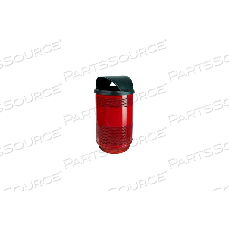 PERFORATED STADIUM SERIES TRASH CONTAINER W/ HOOD TOP - 55 GALLON RED by Witt Company PERFORATED STADIUM SERIES TRASH CONTAINER W/ HOOD TOP - 55 GALLON RED by Witt Company