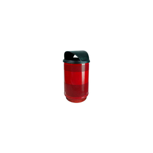 PERFORATED STADIUM SERIES TRASH CONTAINER W/ HOOD TOP - 55 GALLON RED by Witt Company