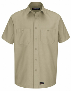 SHORT SLEEVE SHIRT KHAKI POLY/COTTON M by Wrangler