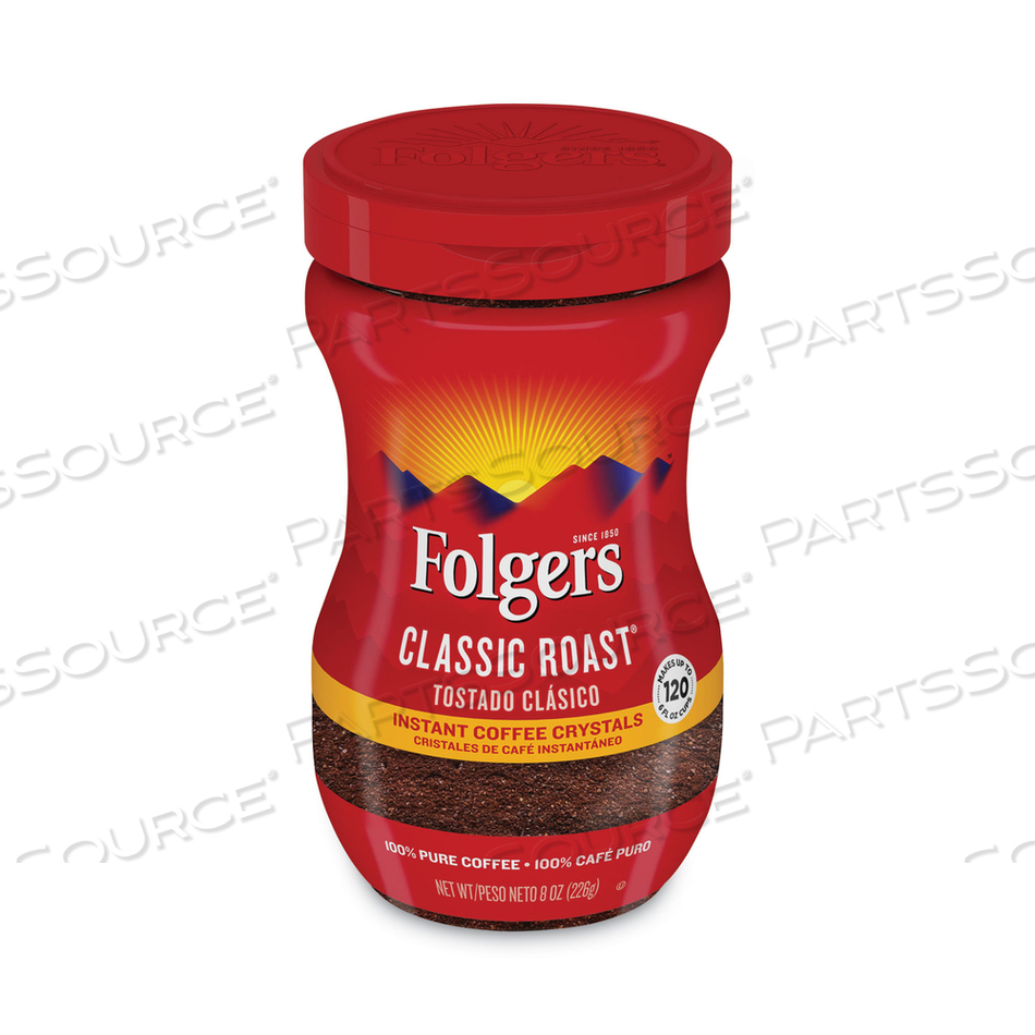 INSTANT COFFEE CRYSTALS, CLASSIC ROAST, 8 OZ JAR, MEDIUM by Folgers