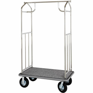 CHROME TRANSPORTER BELLMAN CART, STRAIGHT UPRIGHTS, BLACK CARPET, BLACK BUMPER by Hospitality 1 Source CHROME TRANSPORTER BELLMAN CART, STRAIGHT UPRIGHTS, BLACK CARPET, BLACK BUMPER by Hospitality 1 Source