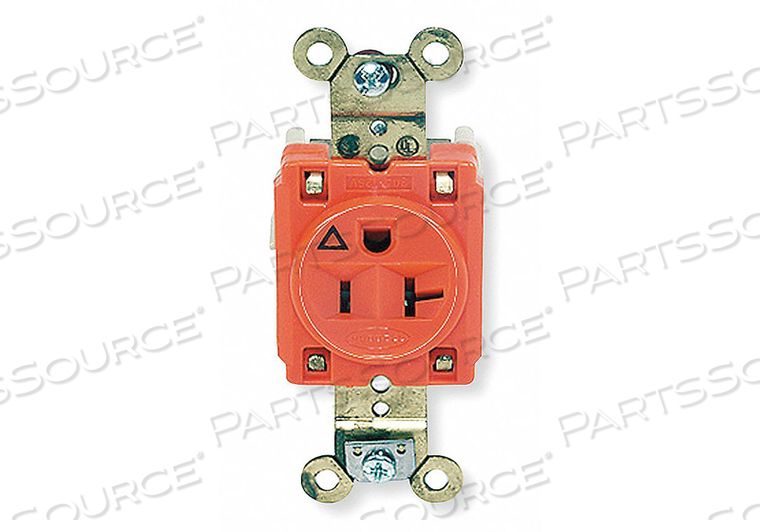 RECEPTACLE SINGLE 20A 5-20R 125V ORANGE by Hubbell Incorporated, Wiring Device-Kellums RECEPTACLE SINGLE 20A 5-20R 125V ORANGE by Hubbell Incorporated, Wiring Device-Kellums