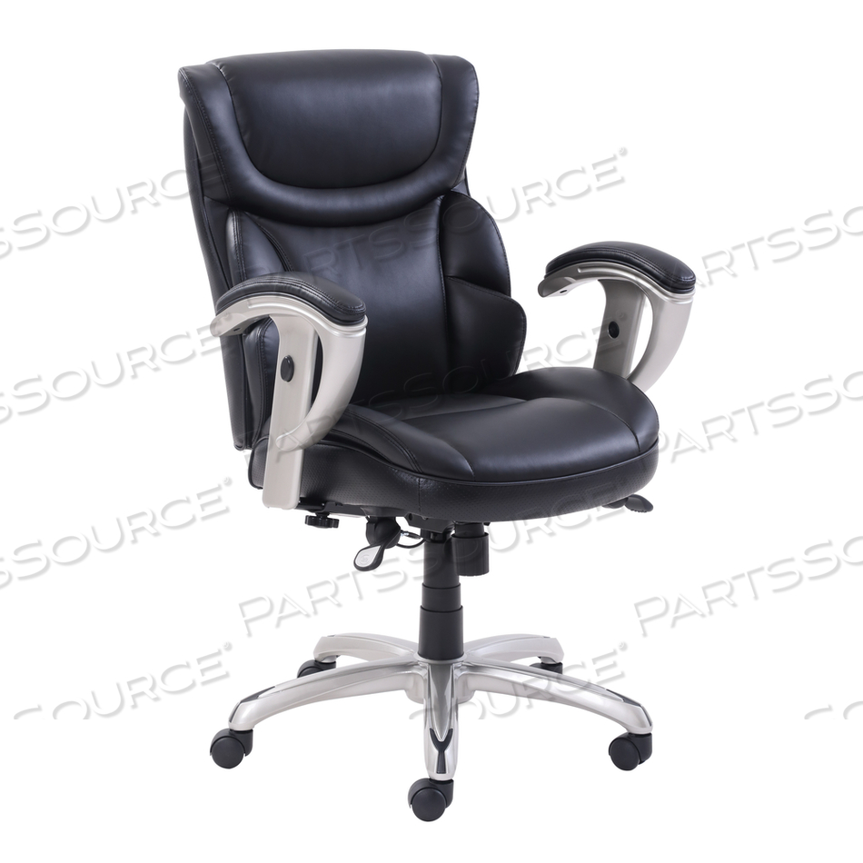 EMERSON TASK CHAIR, SUPPORTS UP TO 300 LB, 18.75" TO 21.75" SEAT HEIGHT, BLACK SEAT/BACK, SILVER BASE by SertaPedic EMERSON TASK CHAIR, SUPPORTS UP TO 300 LB, 18.75" TO 21.75" SEAT HEIGHT, BLACK SEAT/BACK, SILVER BASE by SertaPedic